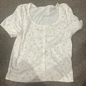 White button up floral top